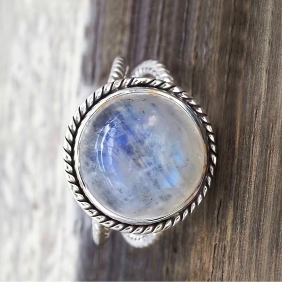 New!! Boho Style Moonstone Inlay Double Layer Ring - Picture 4 of 6